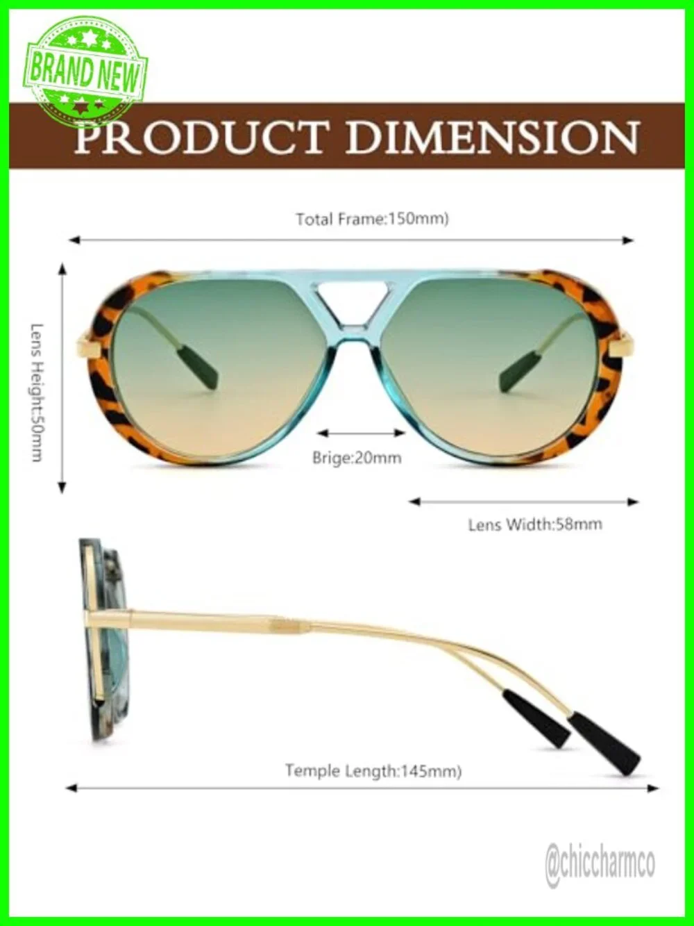 Retro Oversized Aviator Sunglasses Metal Frame UV400 Protection